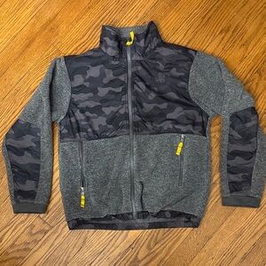 Kids Youth The North Face Black and Gray Camo Fleece Jacket